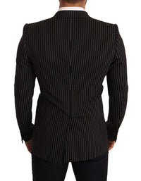 Thumbnail for Elegant Striped Wool Blazer with Silk Lining