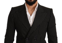 Thumbnail for Elegant Striped Wool Blazer with Silk Lining