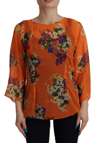 Thumbnail for Elegant Floral Silk Blouse with Back Zipper