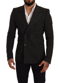 Thumbnail for Elegant Striped Wool Blazer with Silk Lining