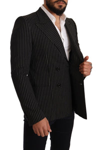 Thumbnail for Elegant Striped Wool Blazer with Silk Lining