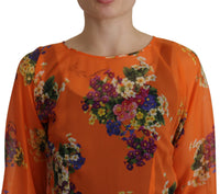 Thumbnail for Elegant Floral Silk Blouse with Back Zipper