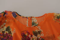 Thumbnail for Elegant Floral Silk Blouse with Back Zipper