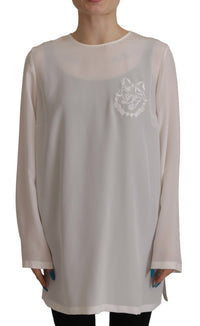 Thumbnail for Elegant Silk Top with Logo Embroidery