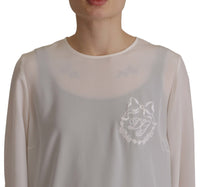 Thumbnail for Elegant Silk Top with Logo Embroidery