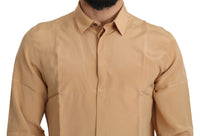 Thumbnail for Elegant Yellow Silk Men's Formal Shirt