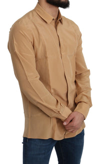 Thumbnail for Elegant Yellow Silk Men's Formal Shirt