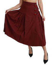 Thumbnail for Elegant Red High Waist Virgin Wool Skirt