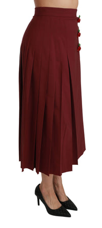 Thumbnail for Elegant Red High Waist Virgin Wool Skirt