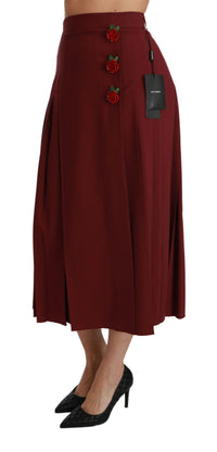 Thumbnail for Elegant Red High Waist Virgin Wool Skirt