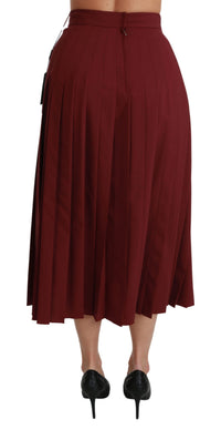 Thumbnail for Elegant Red High Waist Virgin Wool Skirt