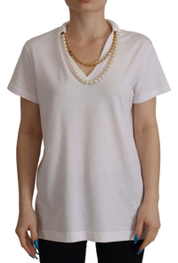 Thumbnail for Stunning V-Neckline Logo Embellished Tee