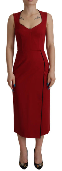 Thumbnail for Elegant Red Bodycon Midi Dress