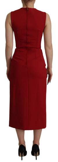 Thumbnail for Elegant Red Bodycon Midi Dress