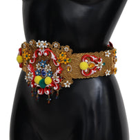Thumbnail for Gold-Tone Floral Crystal Waist Belt