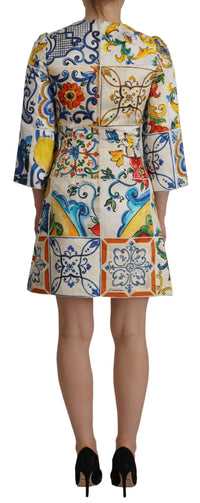 Thumbnail for Chic Majolica Mini Jacquard Dress