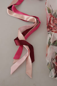 Thumbnail for Elegant Multicolor Silk Roses Maxi Dress