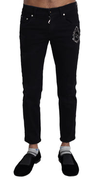 Thumbnail for Elegant Skinny Black Jeans with Embroidery