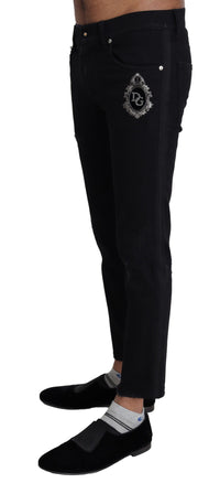 Thumbnail for Elegant Skinny Black Jeans with Embroidery