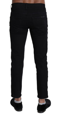 Thumbnail for Elegant Skinny Black Jeans with Embroidery