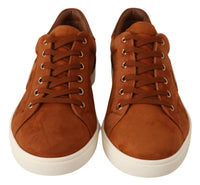 Thumbnail for Light Brown Suede Leather Low Tops Sneakers