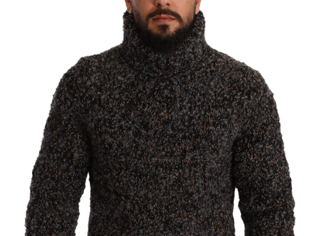 Gray Wool Blend Turtleneck Pullover Sweater