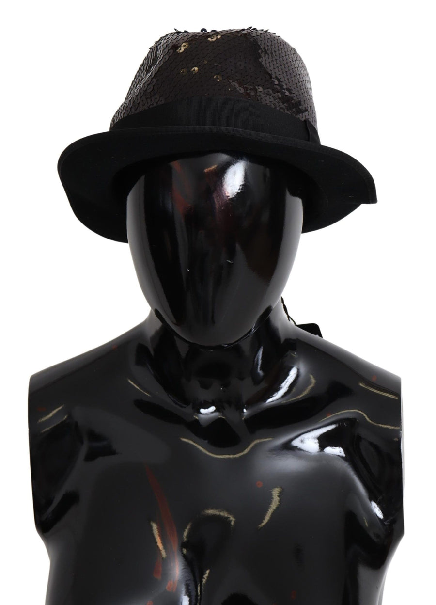 Elegant Black Sequin Fedora Hat