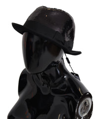 Thumbnail for Elegant Black Sequin Fedora Hat