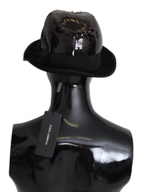 Thumbnail for Elegant Black Sequin Fedora Hat