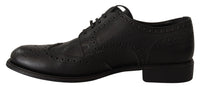 Thumbnail for Elegant Black Leather Derby Wingtip Shoes