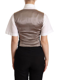 Thumbnail for Black Jacquard Floral Waistcoat Vest Green