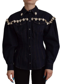 Thumbnail for Elegant Crystal-Embellished Denim Jacket