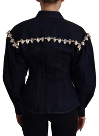 Thumbnail for Elegant Crystal-Embellished Denim Jacket