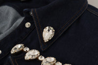 Thumbnail for Elegant Crystal-Embellished Denim Jacket