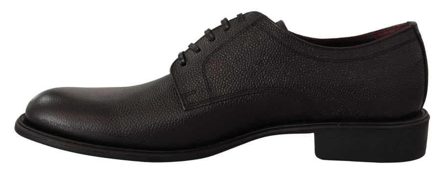 Elegant Black Leather Derby Dress Shoes