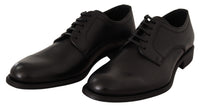 Thumbnail for Black Leather Lace Up Mens Formal Derby Shoes