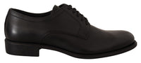 Thumbnail for Black Leather Lace Up Mens Formal Derby Shoes