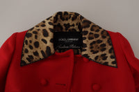 Thumbnail for Elegant Red Leopard Trench Coat