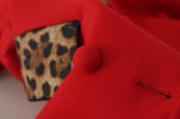 Thumbnail for Elegant Red Leopard Trench Coat