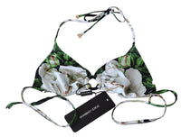 Thumbnail for Floral Print Bikini Top with Logo Clasp