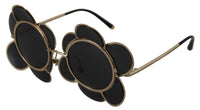 Thumbnail for Chic Floral-Formed Black and Gold Sunglasses