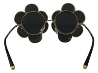 Thumbnail for Chic Floral-Formed Black and Gold Sunglasses
