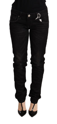 Thumbnail for Black Low Waist Skinny Denim Cotton Trouser