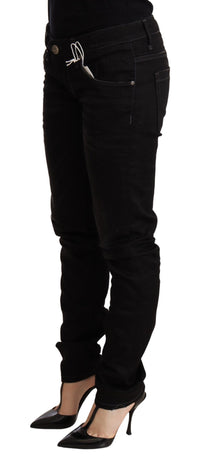 Thumbnail for Black Low Waist Skinny Denim Cotton Trouser