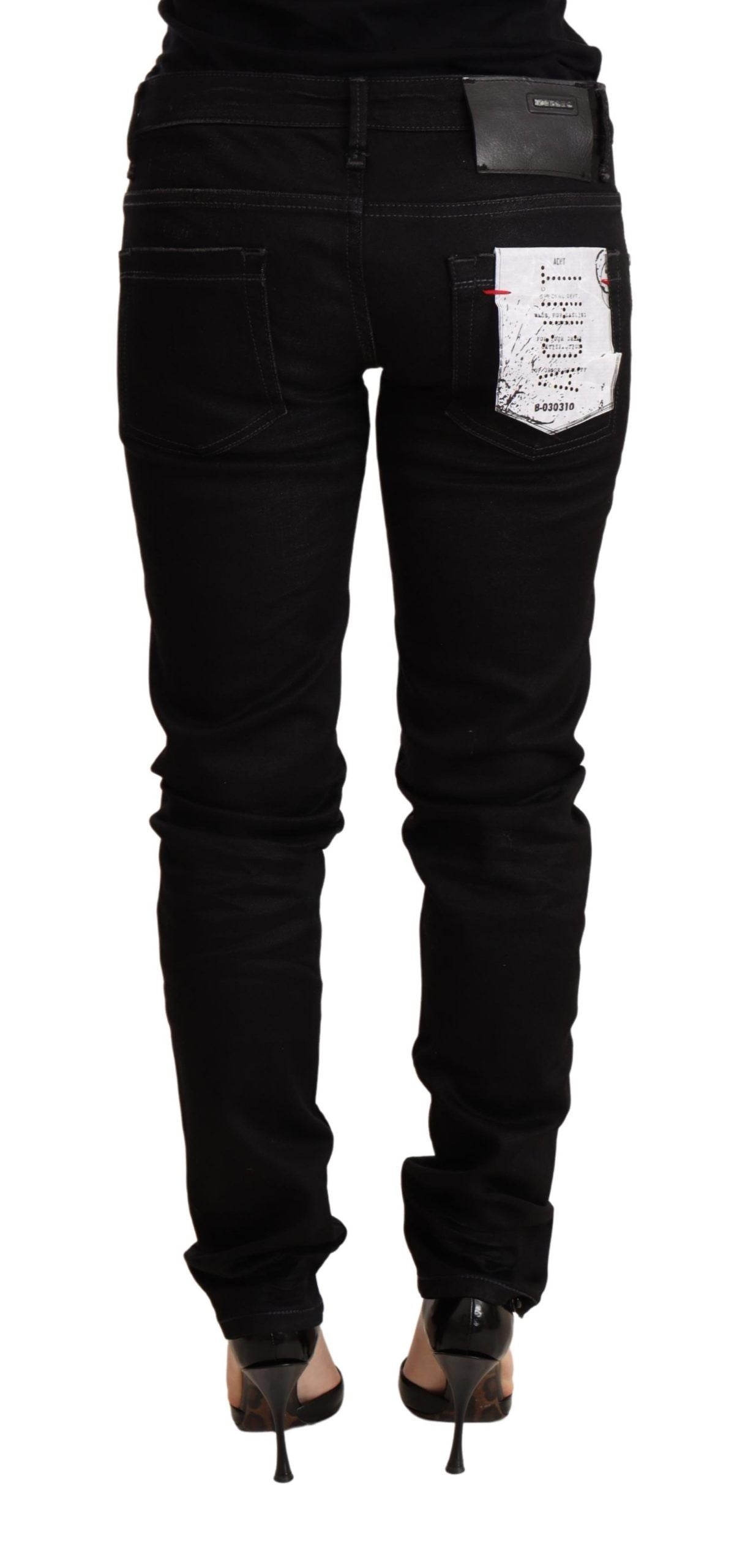 Black Low Waist Skinny Denim Cotton Trouser