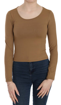 Thumbnail for Elegant Brown Fitted Blouse for Sophisticated Evenings