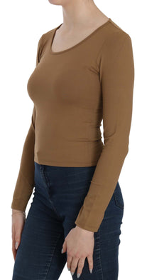 Thumbnail for Elegant Brown Fitted Blouse for Sophisticated Evenings