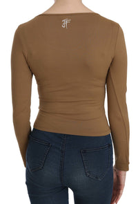 Thumbnail for Elegant Brown Fitted Blouse for Sophisticated Evenings