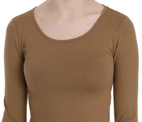 Thumbnail for Elegant Brown Fitted Blouse for Sophisticated Evenings