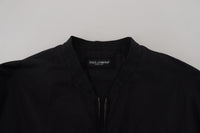 Thumbnail for Black Nylon Logo Bomber Zipper Jacket